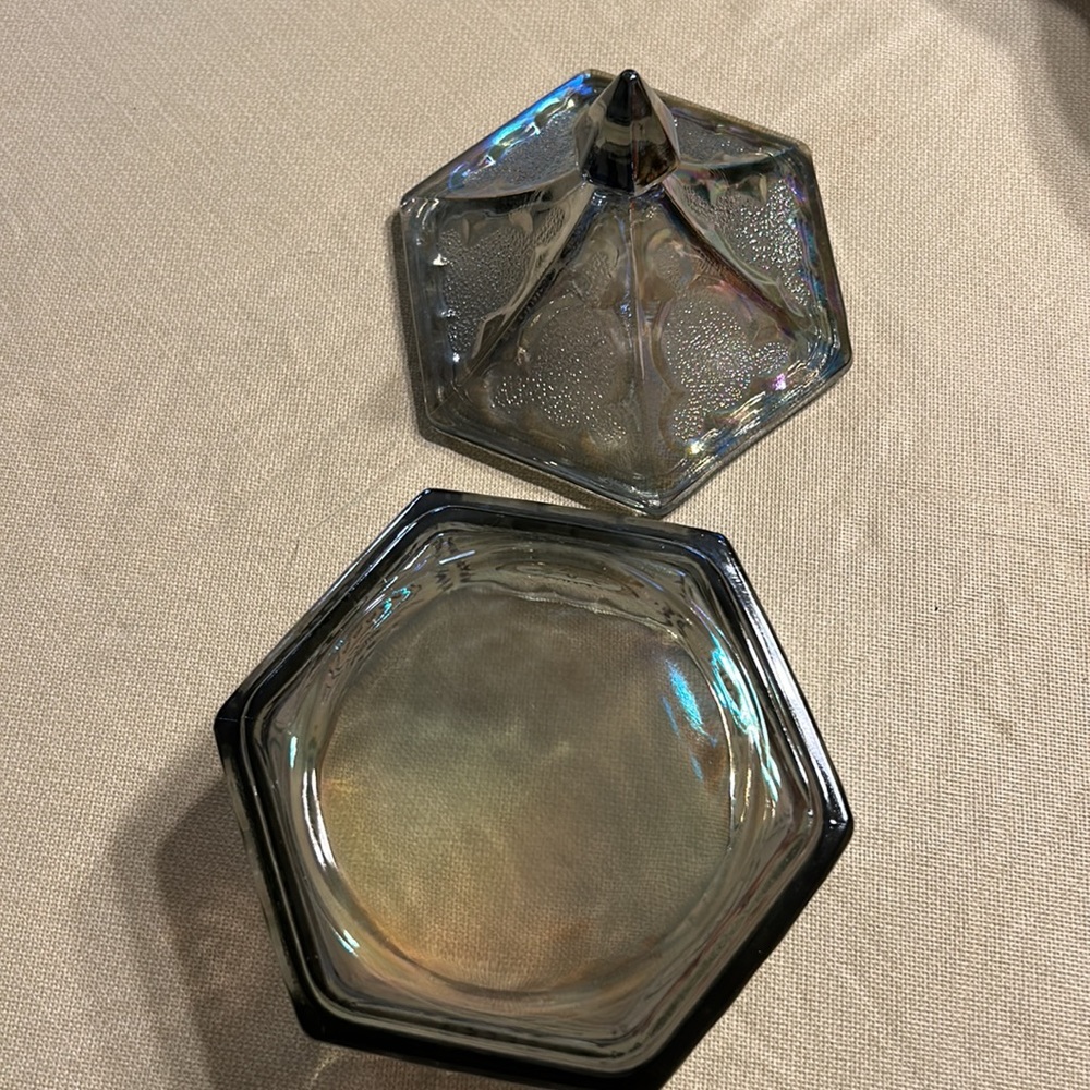 Fenton Carnival Glass Green Antique Candy Dish - Picture 5 of 9